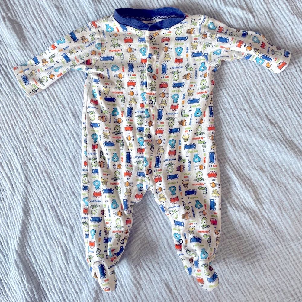 Monster baby boy sleeper Gerber footies